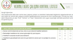 verimli ders çalışma kontrol listesi